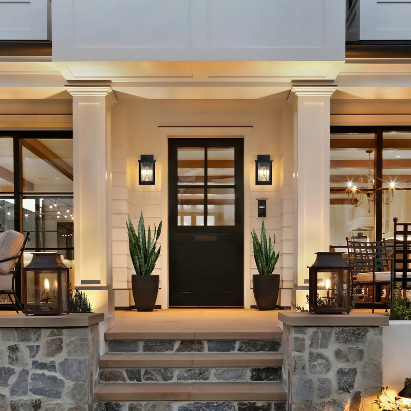 2 Pack Modern Matte Black Outdoor Wall Light - Waterproof with Clear Glass, E26 gallery