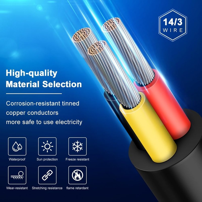 14 Gauge 3 Conductor Electrical Wire, 16.5FT 2464 14AWG 3 Wire 16.5 FT, Black gallery