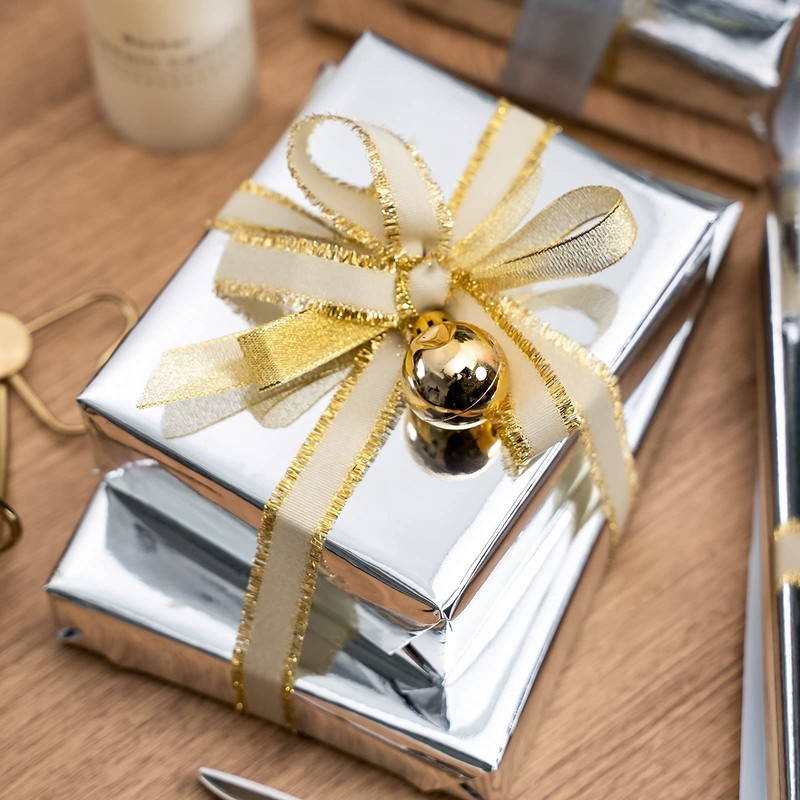 Silver Metallic Wrapping Paper Solid Color Perfect Wedding Birthday 17 In x 32 gallery