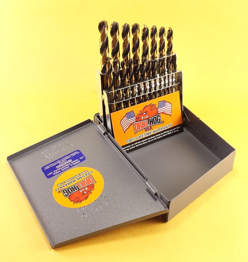 Drill Hog® 21 Pc Jr Drill Bit Set Index HI-Molybdenum M7 MOLY Lifetime Warranty gallery