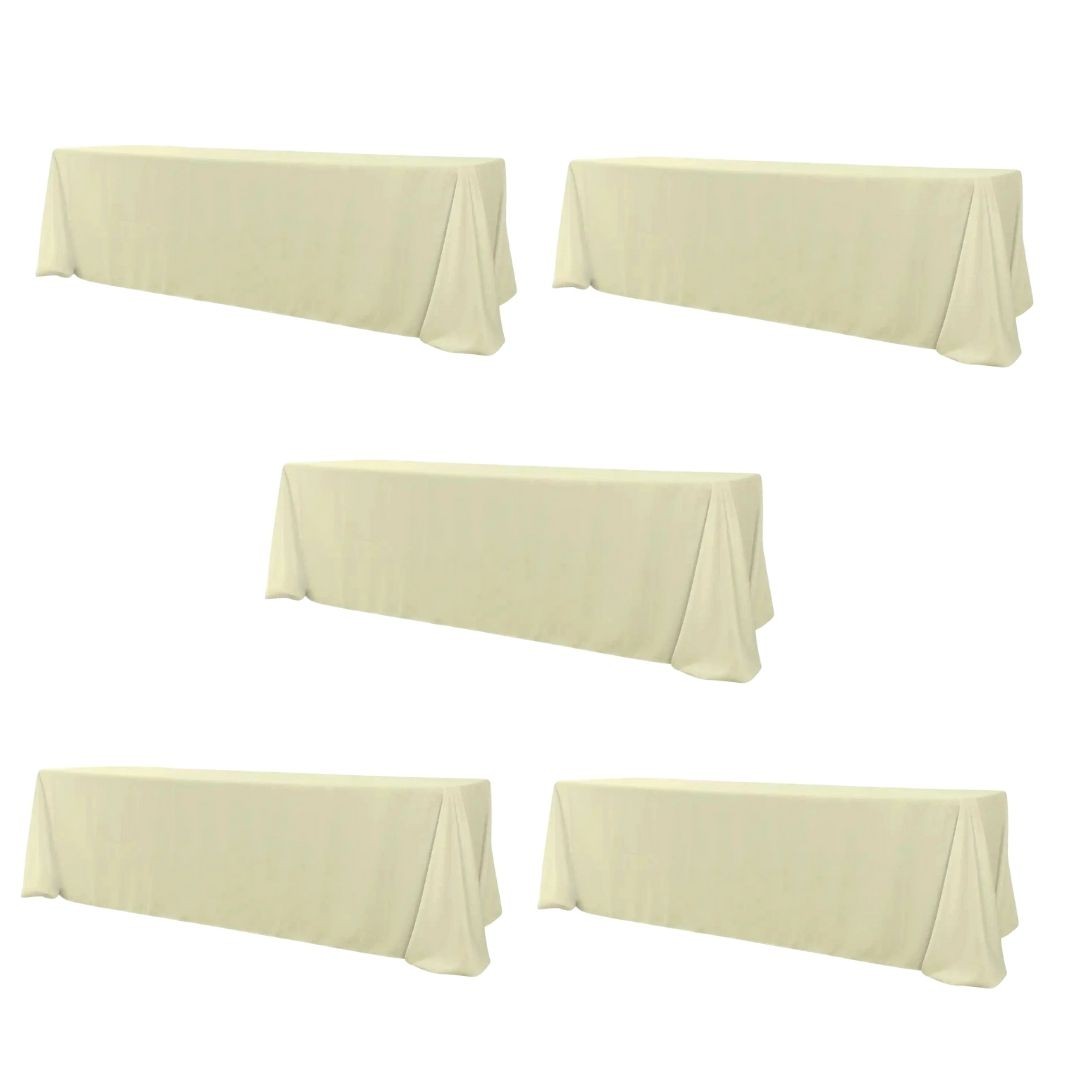 5-Pack Ivory Polyester Rectangle Tablecloth 190gsm 90" x 156" by Chivari gallery