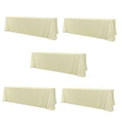 5-Pack Ivory Polyester Rectangle Tablecloth 190gsm 90″ x 156″ by Chivari