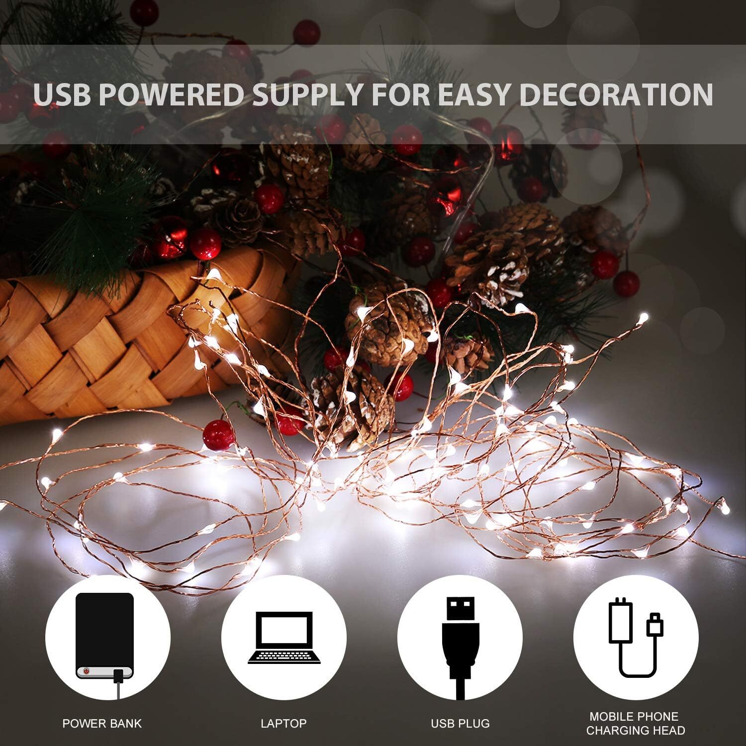 USB Powered 20/50/100 LED Copper Wire Fairy String Lights Party Decor 2M/5M/10M gallery