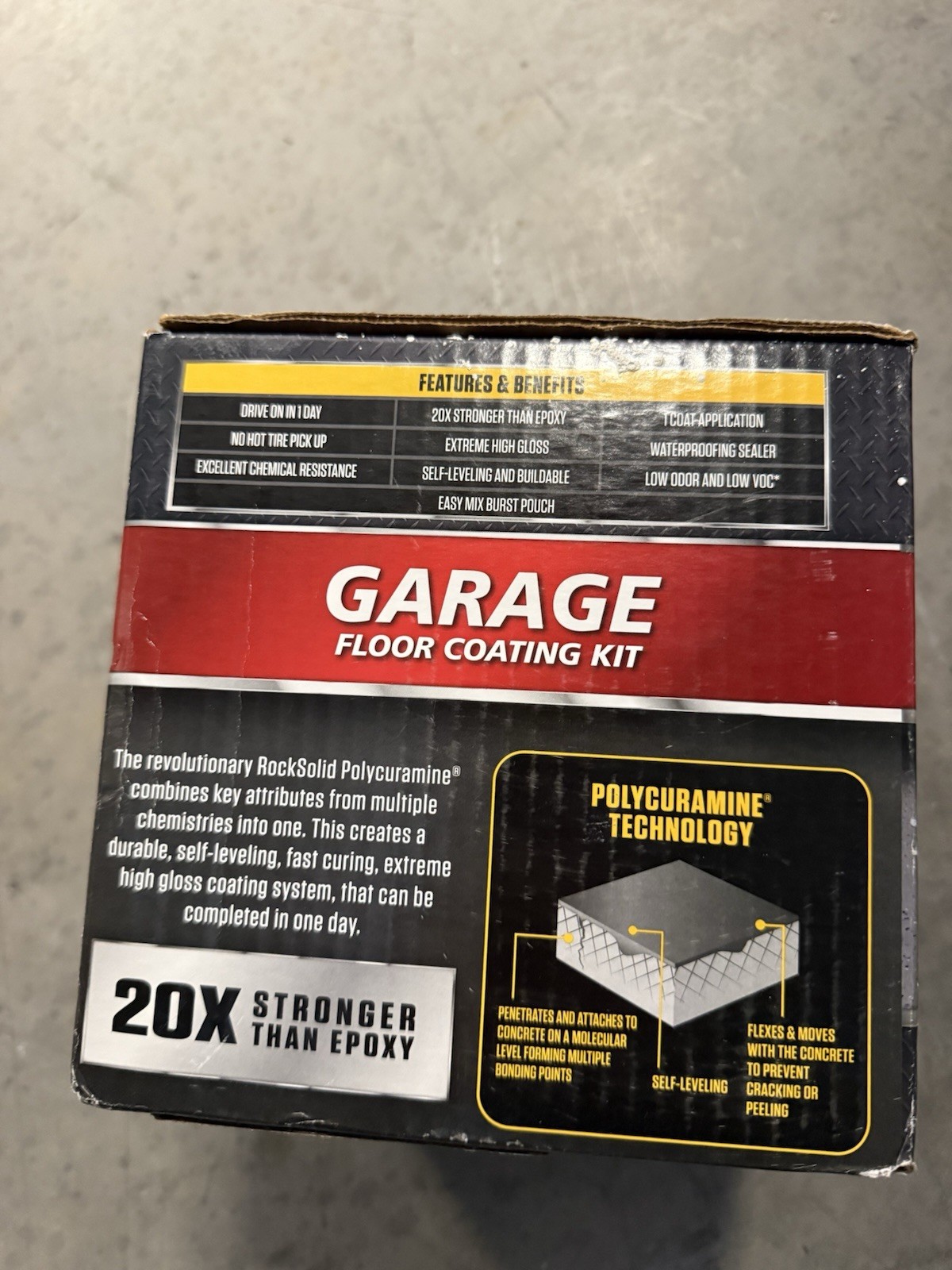 NEW - Rust-Oleum RockSolid 1 Car Garage Floor Kit - 90 oz. - Gray Polycuramine gallery