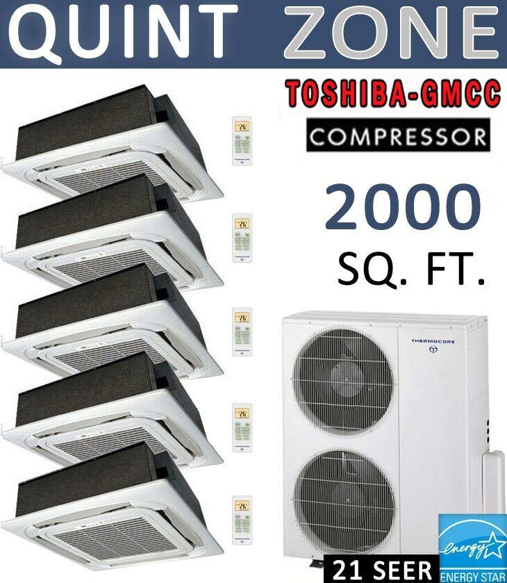 Quint Zone Ductless Mini Split Air Conditioner Heat Pump 9k x 5 CEILING CASSETTE
