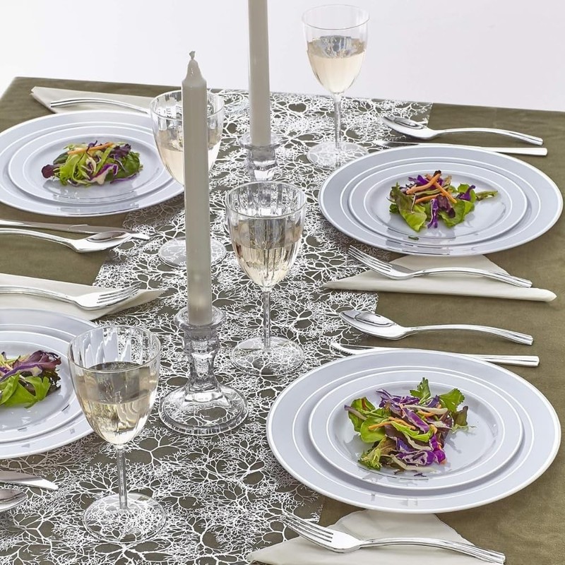 3 PCS Silver Branches Polyester Table Runner 12x108 Inch Wedding Party Event gallery