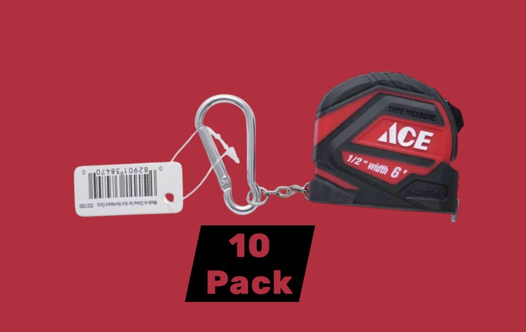 10 Pack Ace 6 ft. L X 1/2 in. W Keychain Tape Measure 10 pk gallery