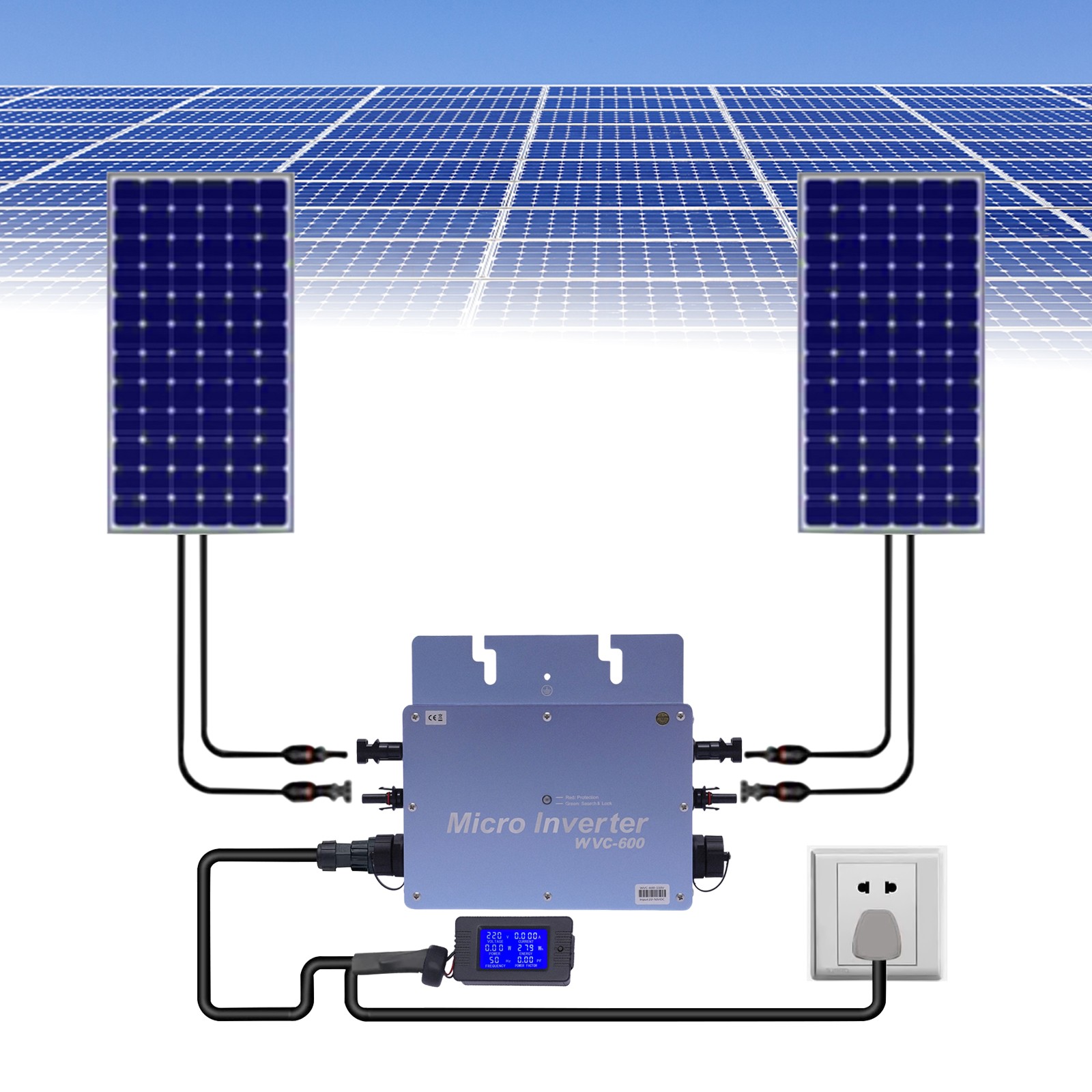 600W Solar Micro Inverter Grid Tie MPPT Pure Sine Wave DC to AC Waterproof New gallery