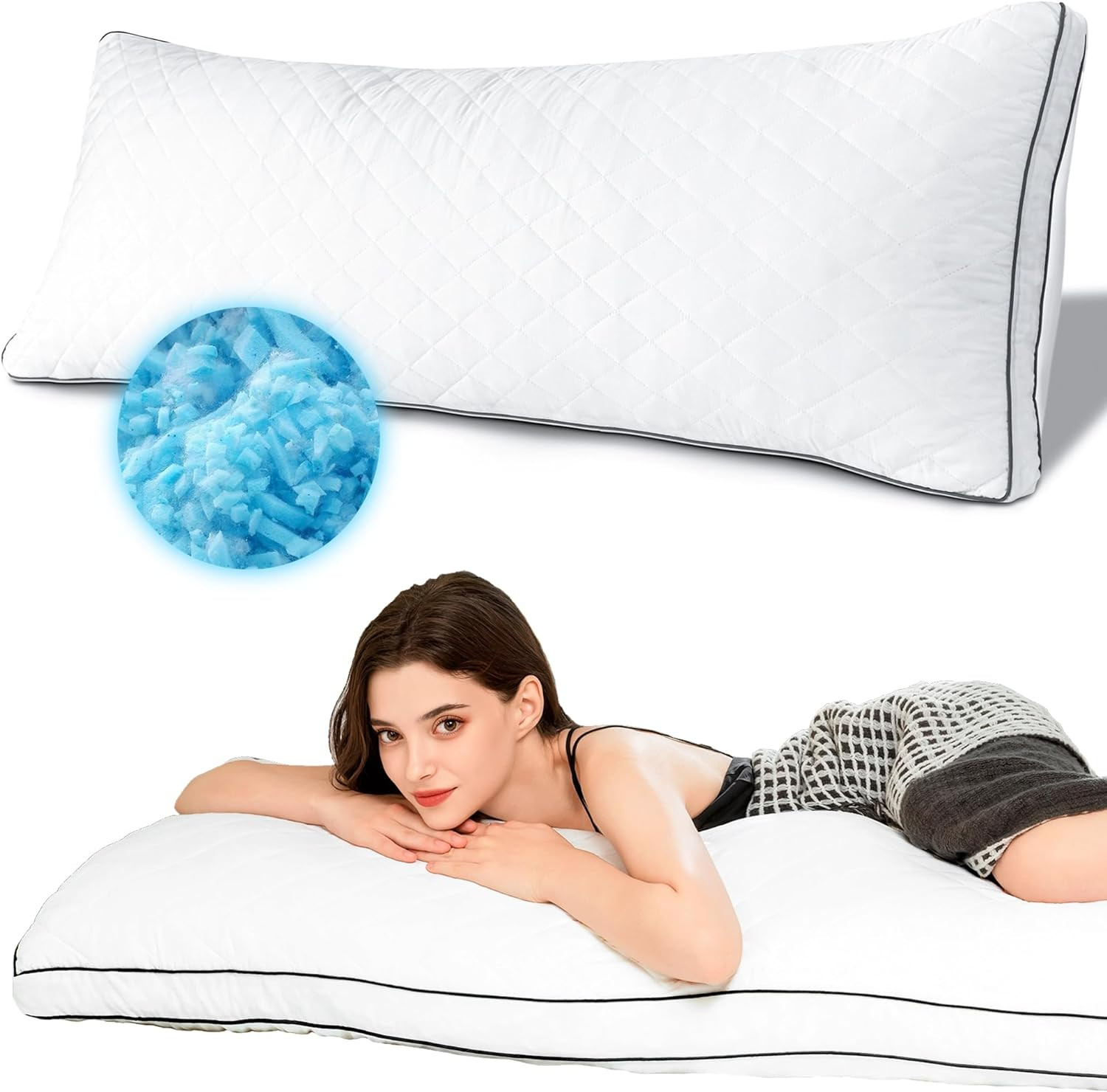 Memory Foam Body Pillow, Full Large Body Pillows for Adults, Firm & Fluf gallery