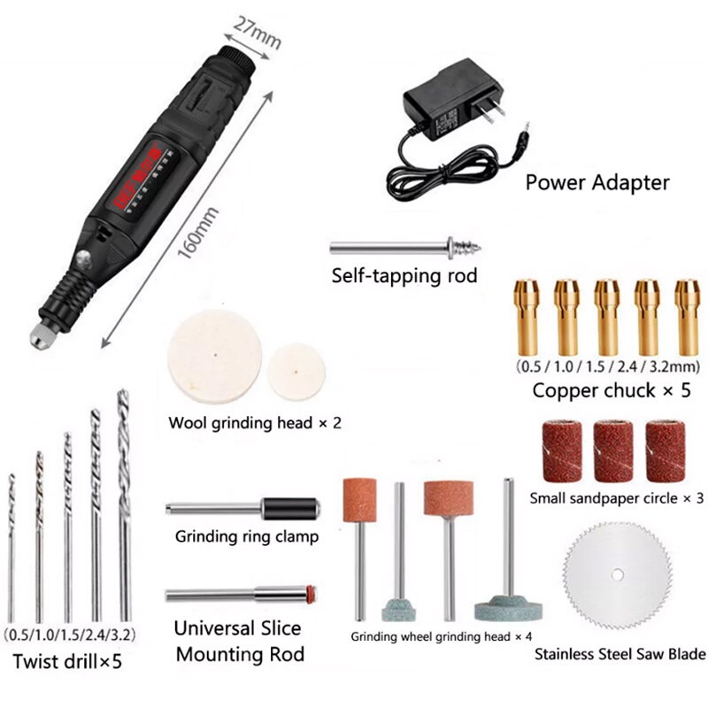 25pcs Variable Speed Rotary Tool Kit Accessories Grinding Sanding Polishing Set gallery