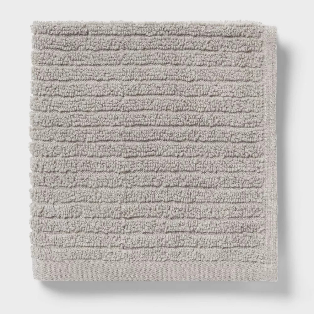 4pk Quick Dry Ribbed Hand/Wash Towel Set Gray gallery