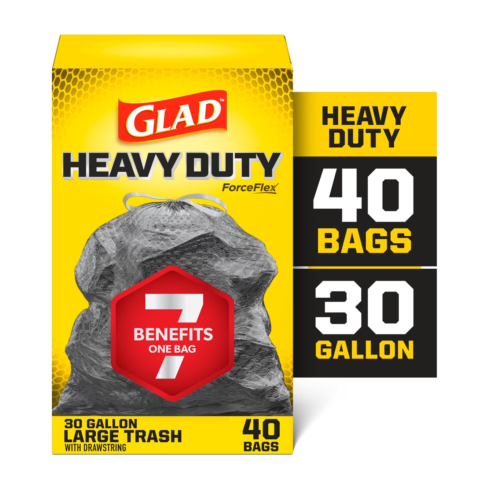 Forceflex Heavy Duty Large Drawstring Trash Bags, Hold 80+ Pounds, 30 Gallon, 40 gallery