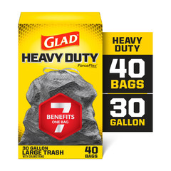 Forceflex Heavy Duty Large Drawstring Trash Bags, Hold 80+ Pounds, 30 Gallon, 40
