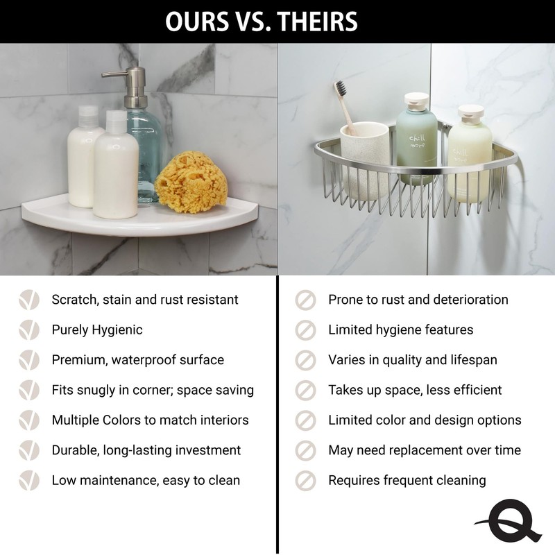 Questech 10" Corner Shower Shelf, Retrofit Tile, Metro Flatback, Sand Matte gallery