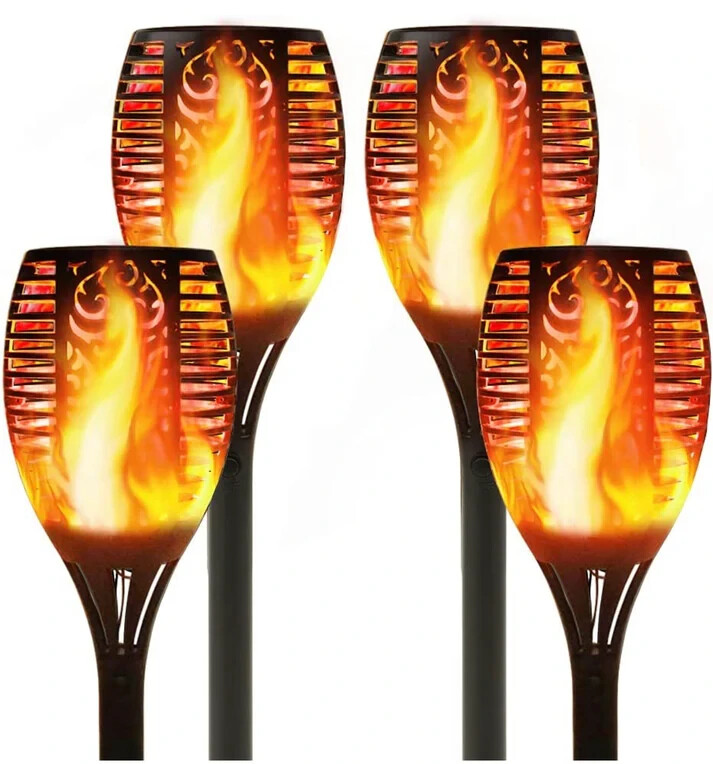 4 Pack Solar LED Flame Lamp Flickering Torch Light Outdoor Fire 96 LED Light gallery