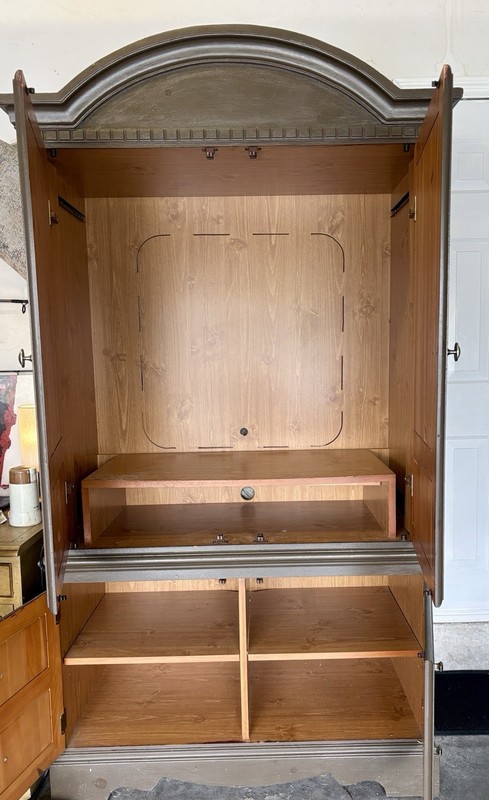 Large Solid Pine Painted (only outside )Armoire Wardrobe - 76” Tall Storage/TV gallery
