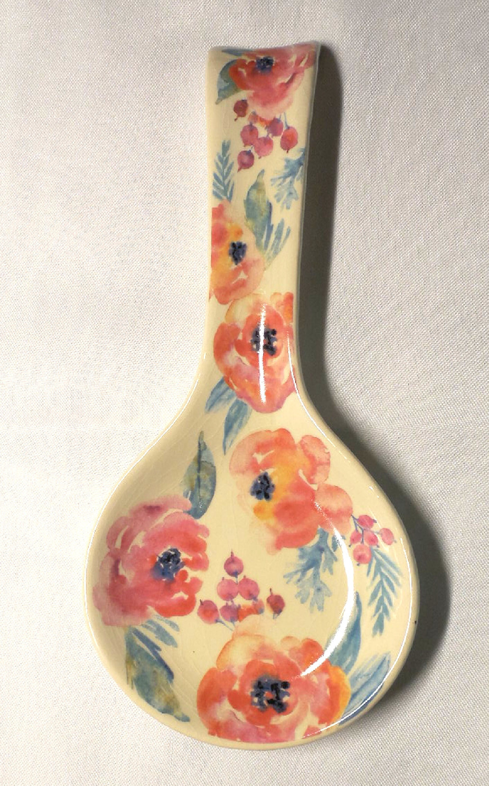 New Eccolo World Traveler Spoon Rest Water Color Flowers Ceramic Off white/beige gallery