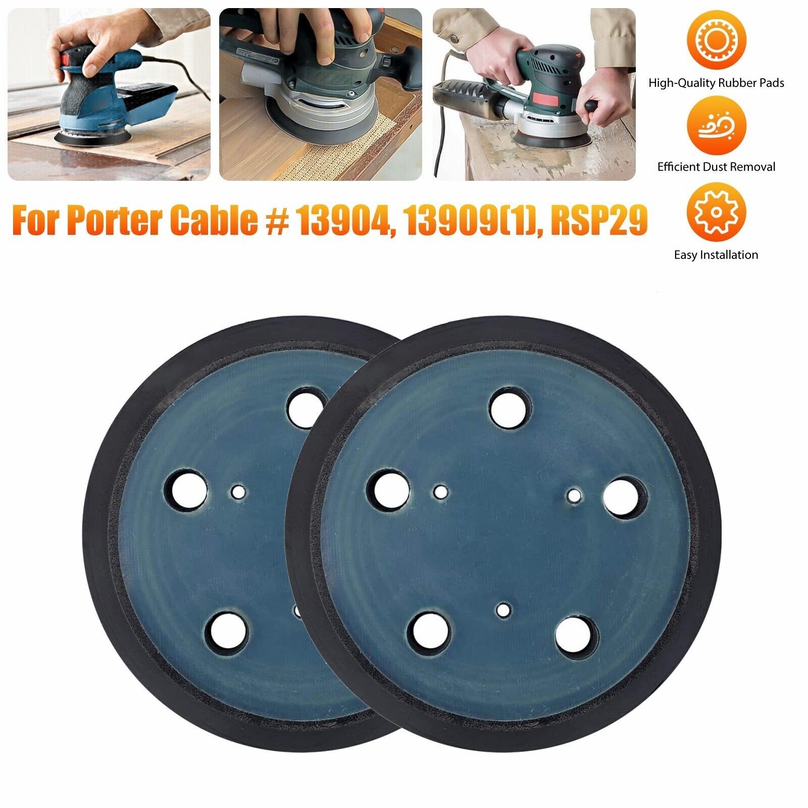 2x 5 Inch 5 Hole Hook & Loop Sander Pad For Porter Cable 13904 13909 333 334 332 gallery