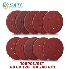100PCS 6 in Hook Loop Orbital Sander Paper Sanding Discs 60 80 120 180 240 Grit