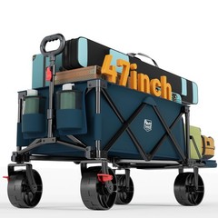 47″ L Collapsible Wagon with Tailgate & Brake, 300 lbs Heavy Duty Beach Wagon…