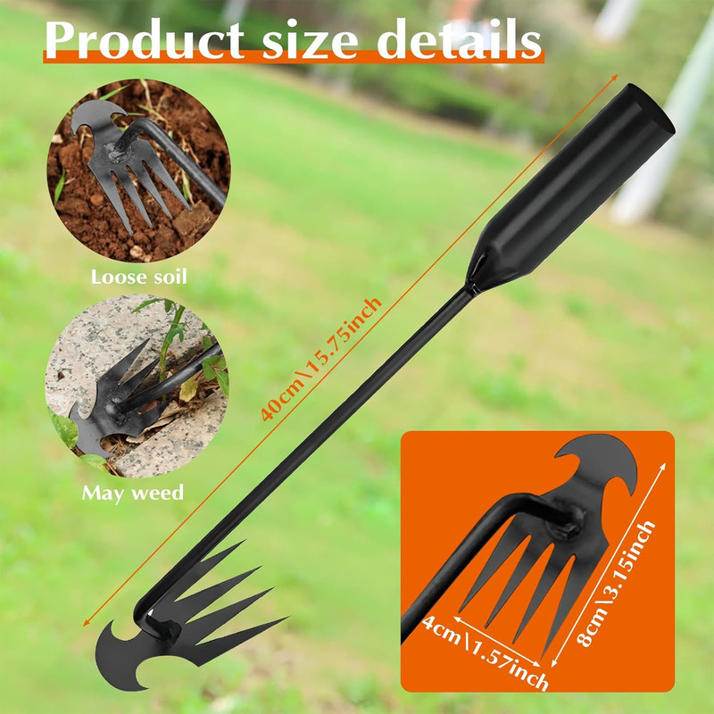 Weed Puller Tool Garden Weed Pulling Tool– 15.7” Portable Garden Weeder, 4 Teeth gallery