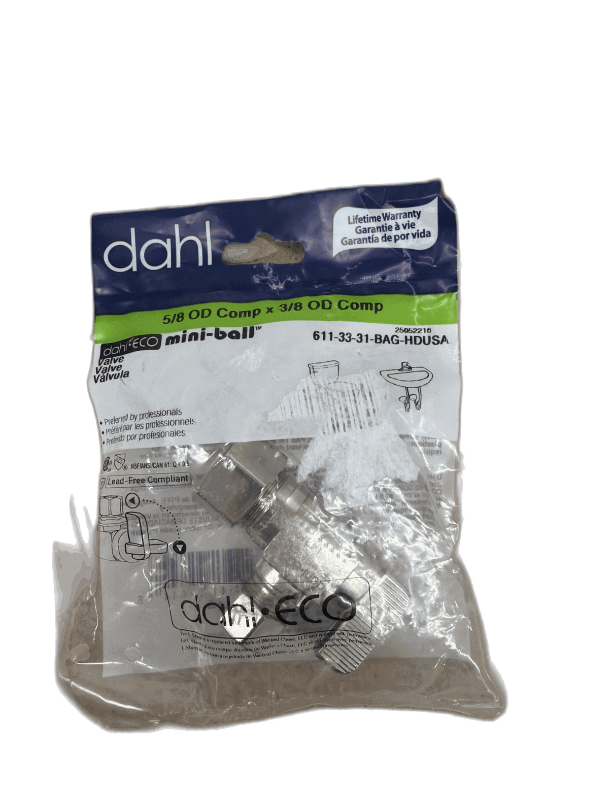 DAHL 1/2 in. Compression Inlet x 3/8 in. Compression Outlet 1/4-Turn Angle Stop gallery