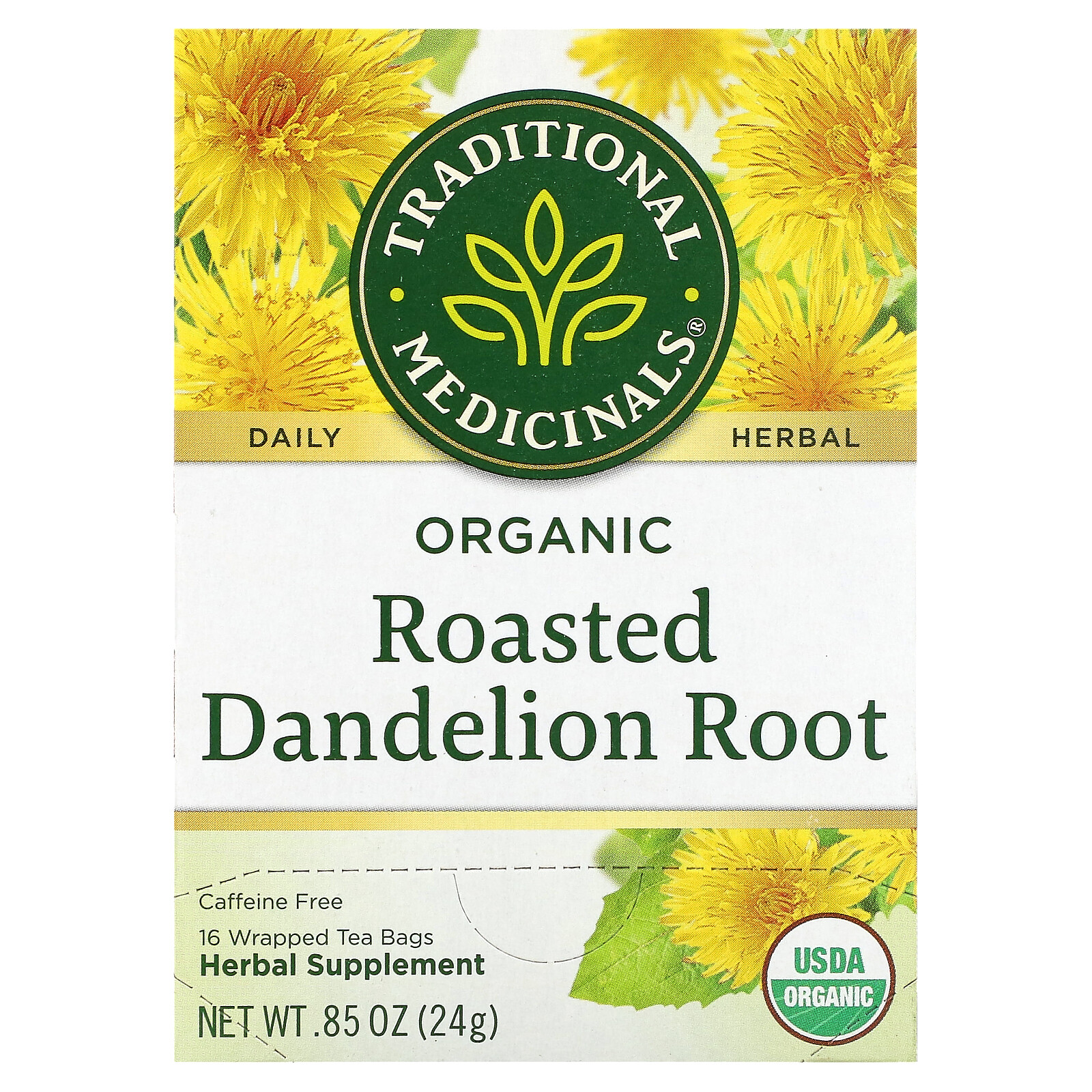 Organic Roasted Dandelion Root, Caffeine Free, 16 Wrapped Tea Bags, 0.85 oz (24 gallery