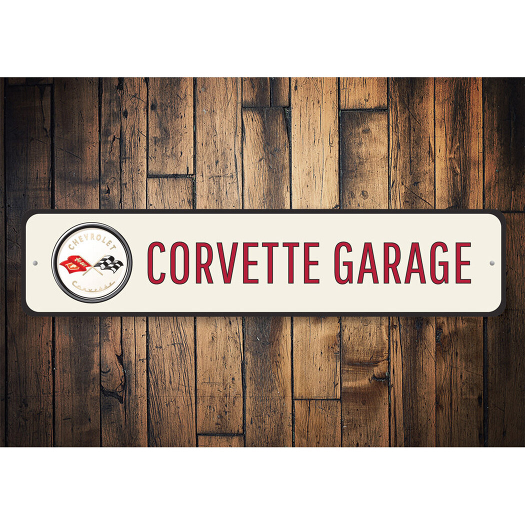 Corvette Garage Sign Custom Chevy Man Cave Personalized Chevrolet Aluminum Decor gallery