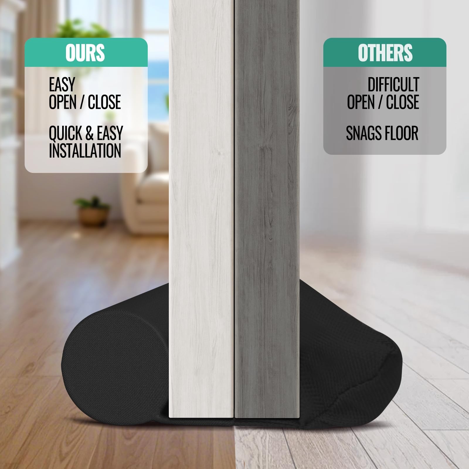 ‌OSAMEDA Door Draft Stopper – 36 Inch Adjustable Under 36in/Black, Black gallery