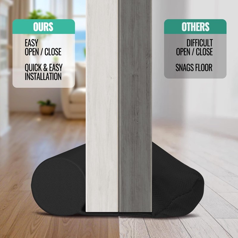 ‌OSAMEDA Door Draft Stopper – 36 Inch Adjustable Under 36in/Black, Black gallery