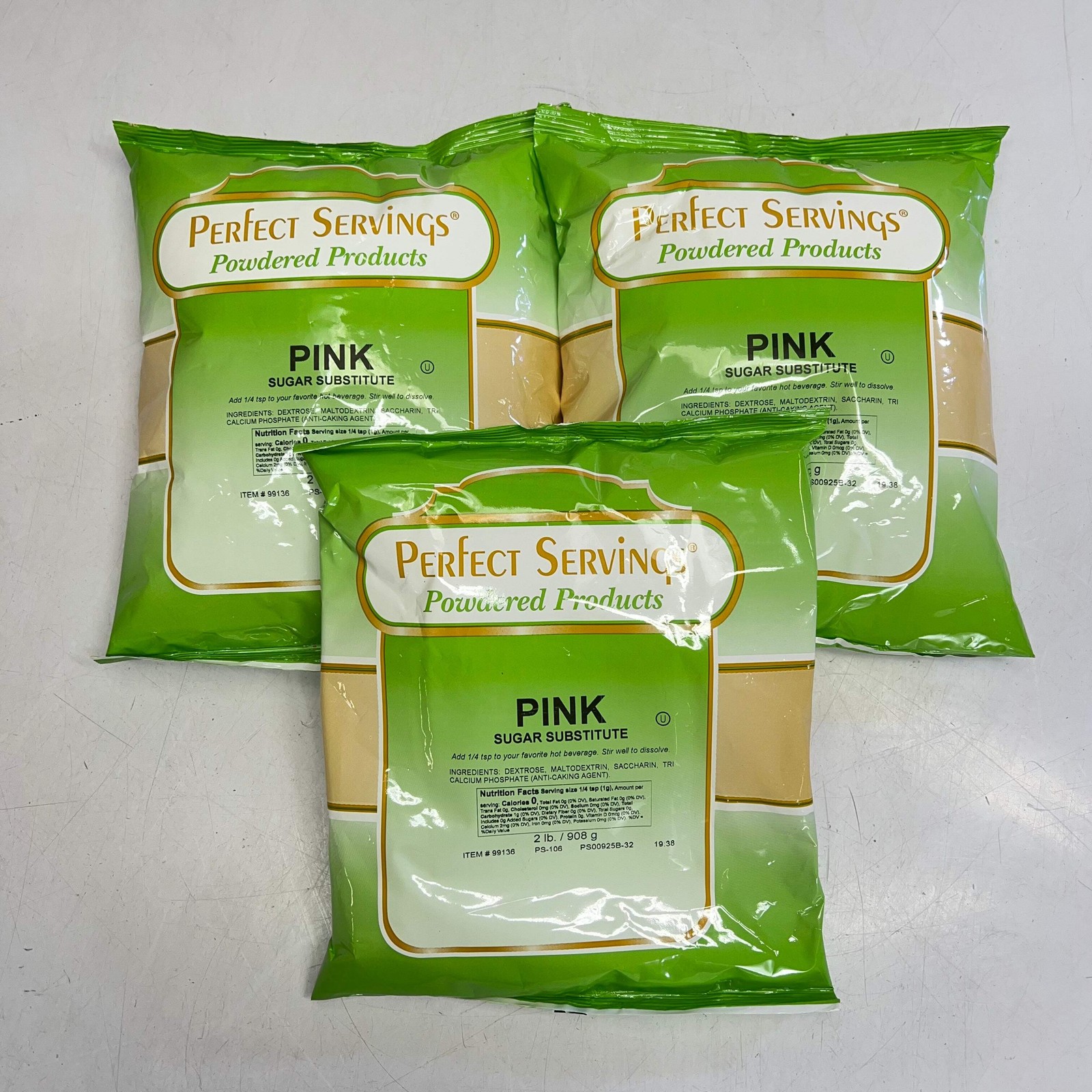 PERFECT SERVINGS (3 PACK, 2lb EACH) Pink Sugar Substitute Pink BB 01/27 99136 gallery