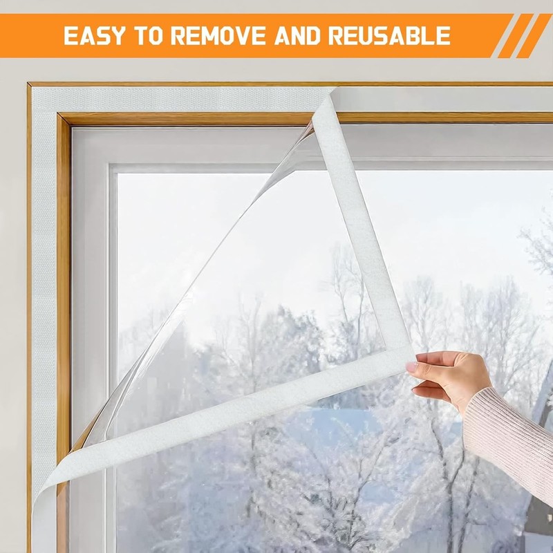 Heavy Duty Window Insulation Kit for Winter - 75 in x 79 in Clear Plastic 180㎛ gallery