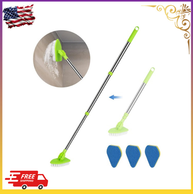 2-in-1 Scrub Cleaning Brush | 37" Extendable Handle + Stiff & Sponge Heads gallery