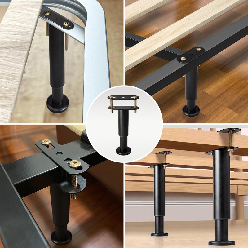 Adjustable Height Bed Frame Replacement Legs with 4Pcs 5.1 in-8.6 in, Black gallery