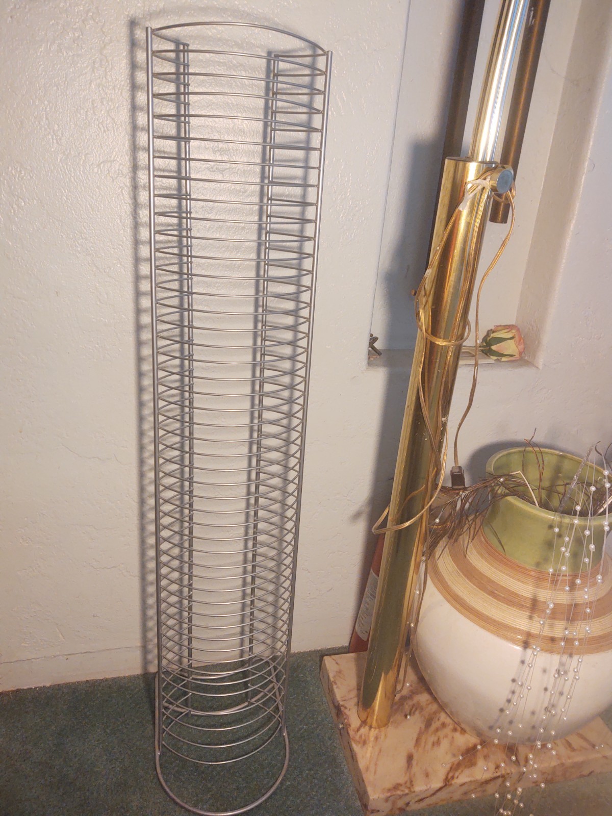 Wire DVD / Game Tower Storage Holds 50 DVD 42 Single 4 Doubles 41" Silver Metal gallery
