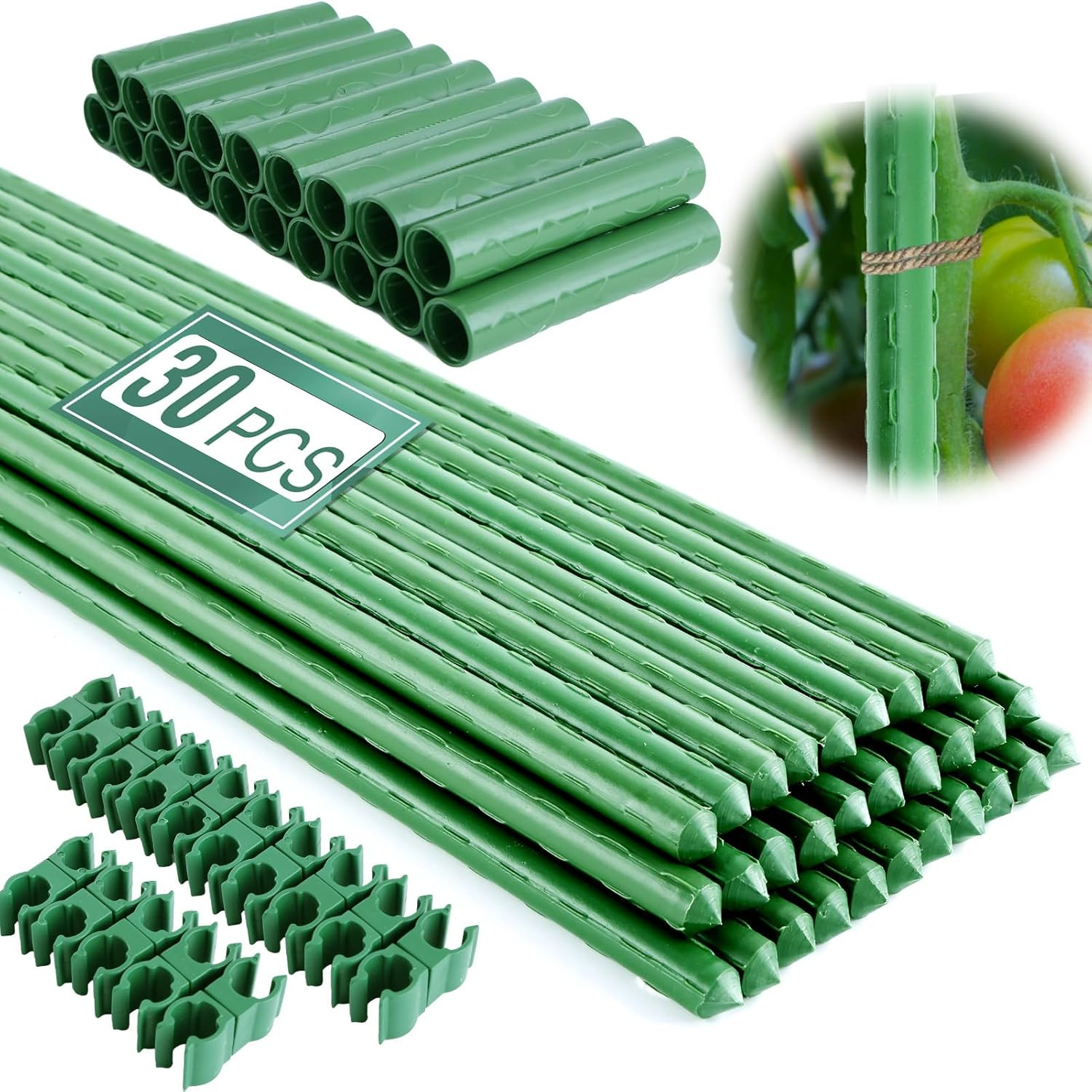 Garden Stakes 16 Inch 30 Pack Diy 4Ft 5Ft 6Ft 7Ft 8Ft Tomato Plastic Coated gallery