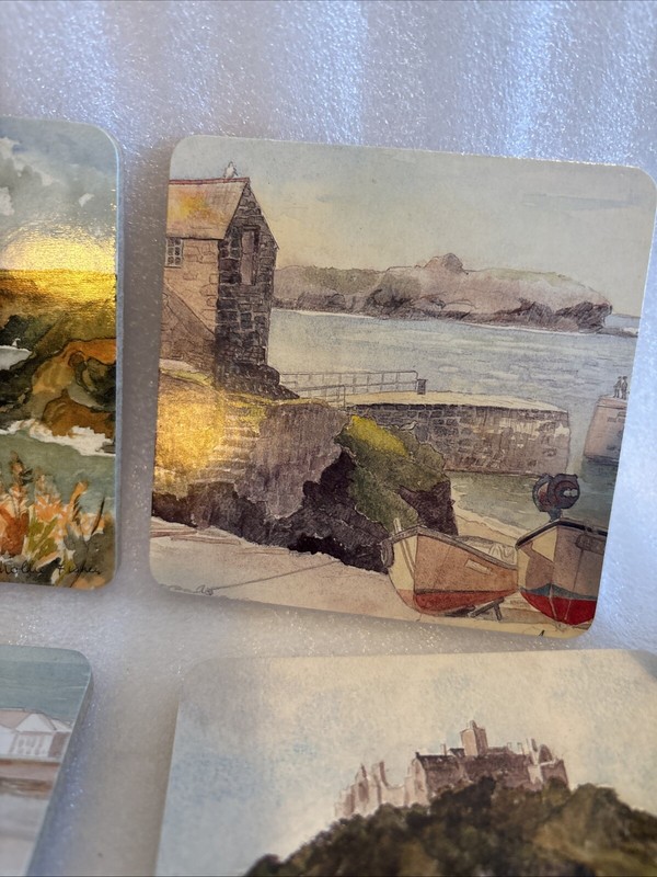 Cornwall CorkBacked 6 Coasters New In Box By Mollie Fisher 3.5/8” Seaside (a38 gallery