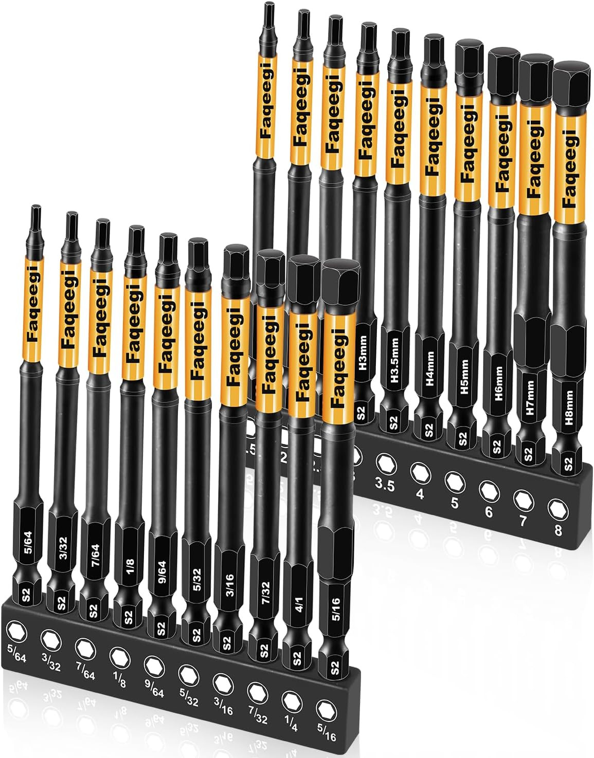 4-Inch Long Hex Bit Set 20PCS (Metric & SAE) Impact Allen Wrench/Key Drill Bit gallery