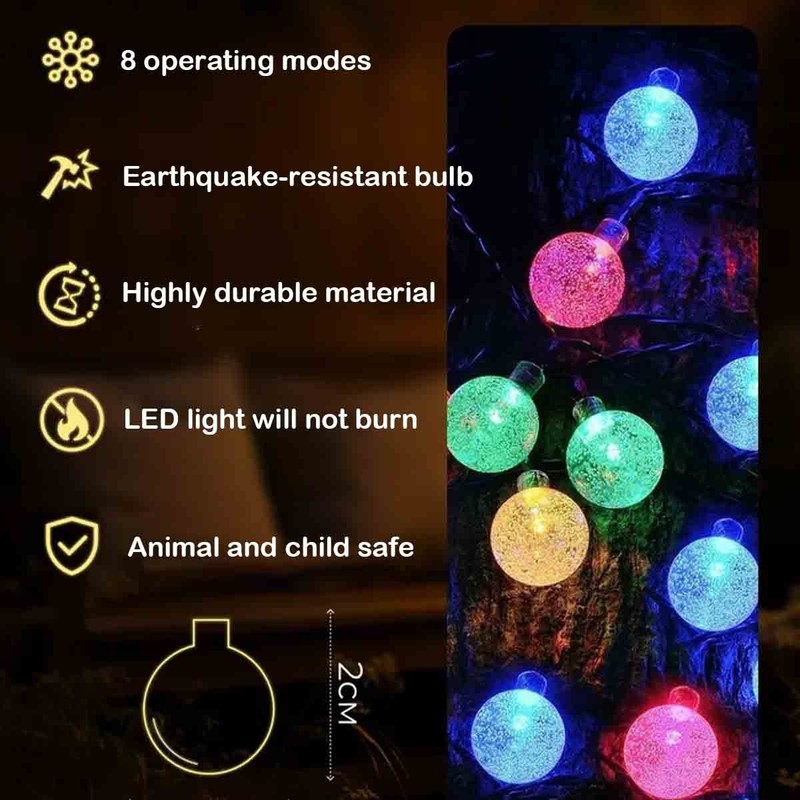 Solar String Lights Outdoor Waterproof, 50 LED 23 FT, Solar Powered Patio Lights gallery