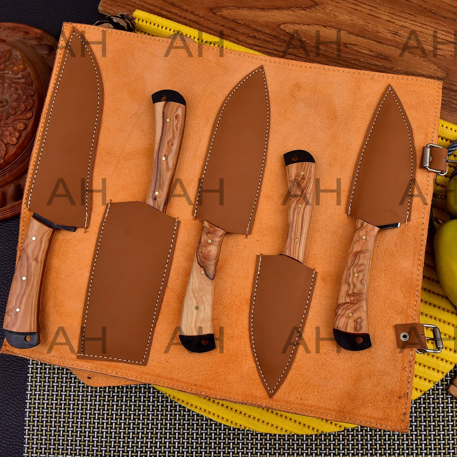 CUSTOM HANDMADE FORGED CARBON STEEL CHEF KNIFE KITCHEN KNIVES CHEF SET AH- 2387 gallery