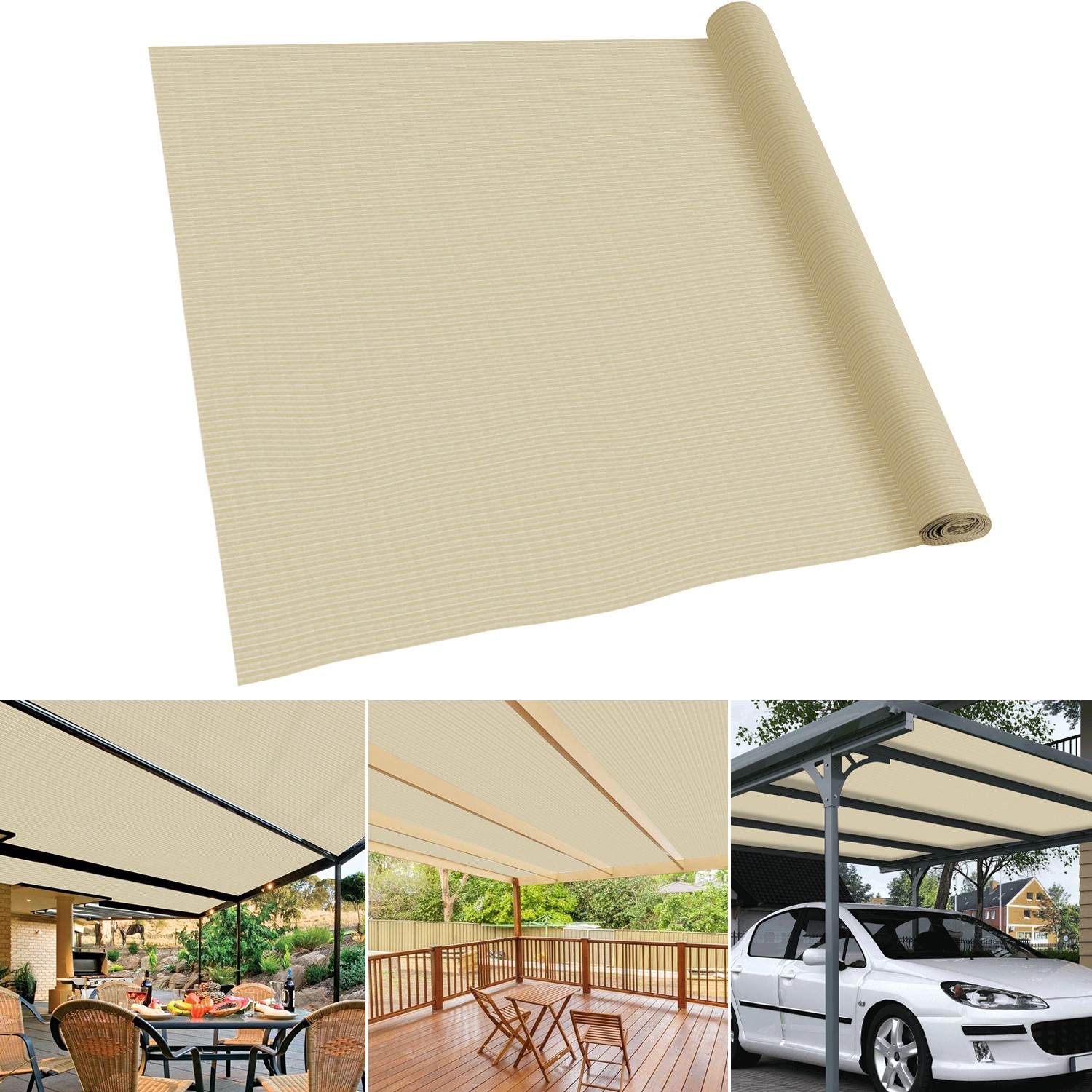 6ft Sun Shade Cloth Fabric Roll for Pergola Cover Awning Shade Sail Beige gallery
