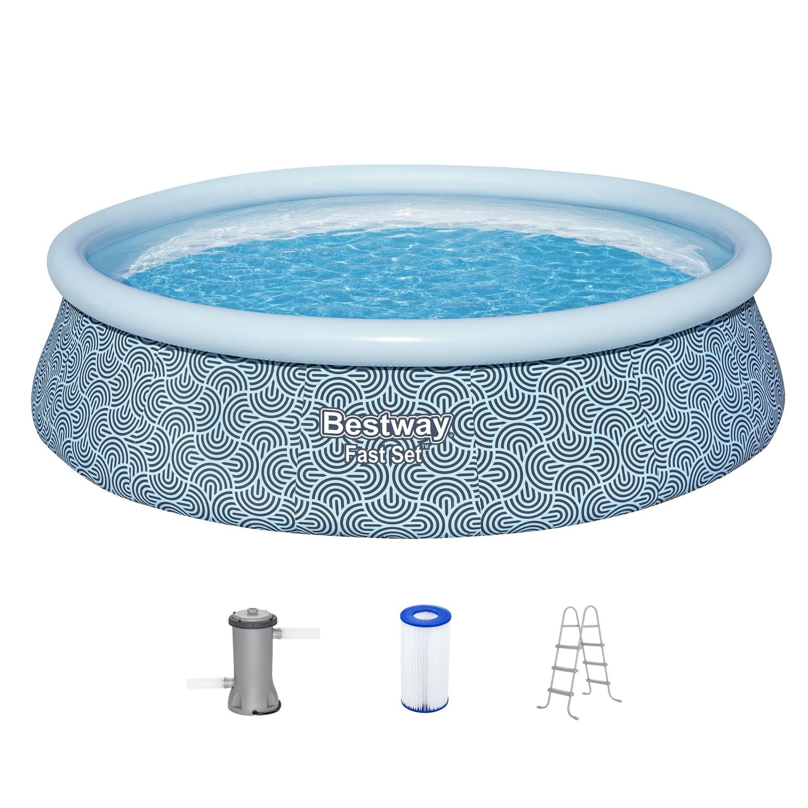 Bestway Fast Set 15' x 42" Inflatable Ring Top Above Ground Pool Set with Pump gallery
