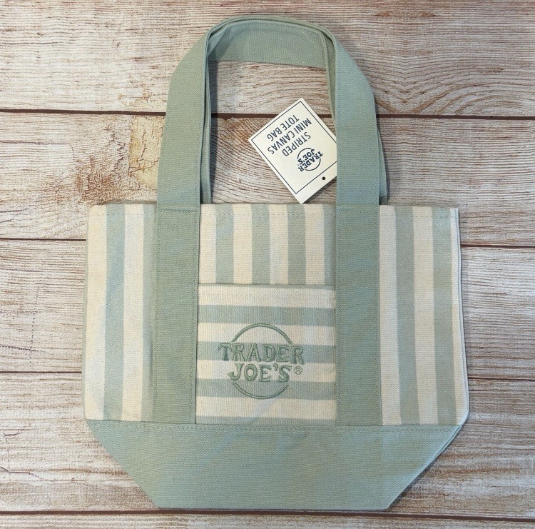 Trader Joe’s Mini Pastel Stripe Canvas Tote Bag Green Mint Limited Edition gallery