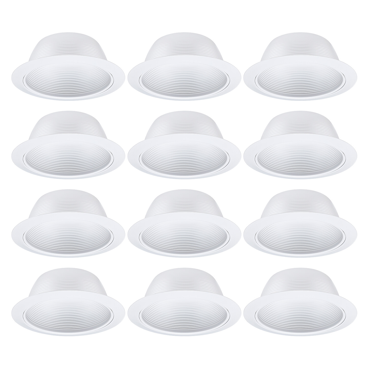12 Pack 6 Inch White Step Baffle Recessed Housing Can Trim Light gallery