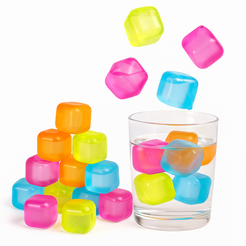 36-Pack Reusable Ice Cubes – 1" Square BPA-Free Multicolor Chilling Cubes gallery