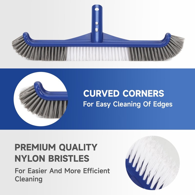 Pool Cleaning Kit, 16'' Pool Brush Head & Pool Skimmer Net with 60" Pole, Poo... gallery