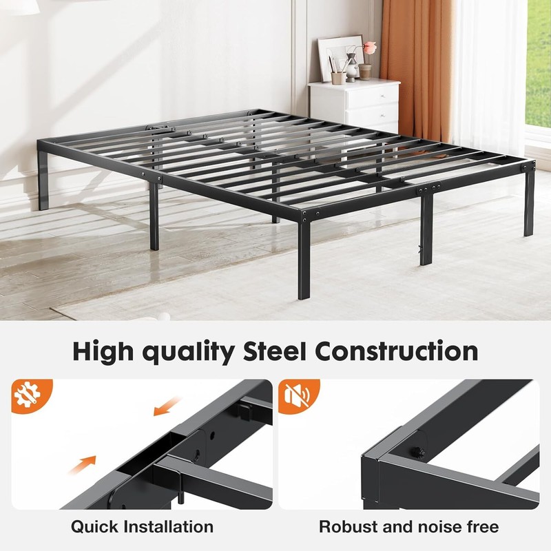Queen/King/Full/Twin Size Metal Platform Bed Frame - Durable Steel Slat Bedstead gallery