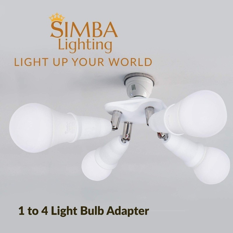 E26 Light Bulb Socket Adapter Splitter to 4 Heads White Fully Adjustable Angles gallery