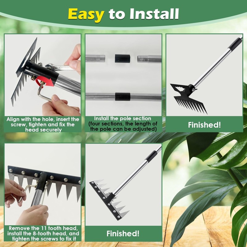 Weed Puller Tool with Long Handle, 60" Manual Weeder Remover Tool, 2 sliver gallery