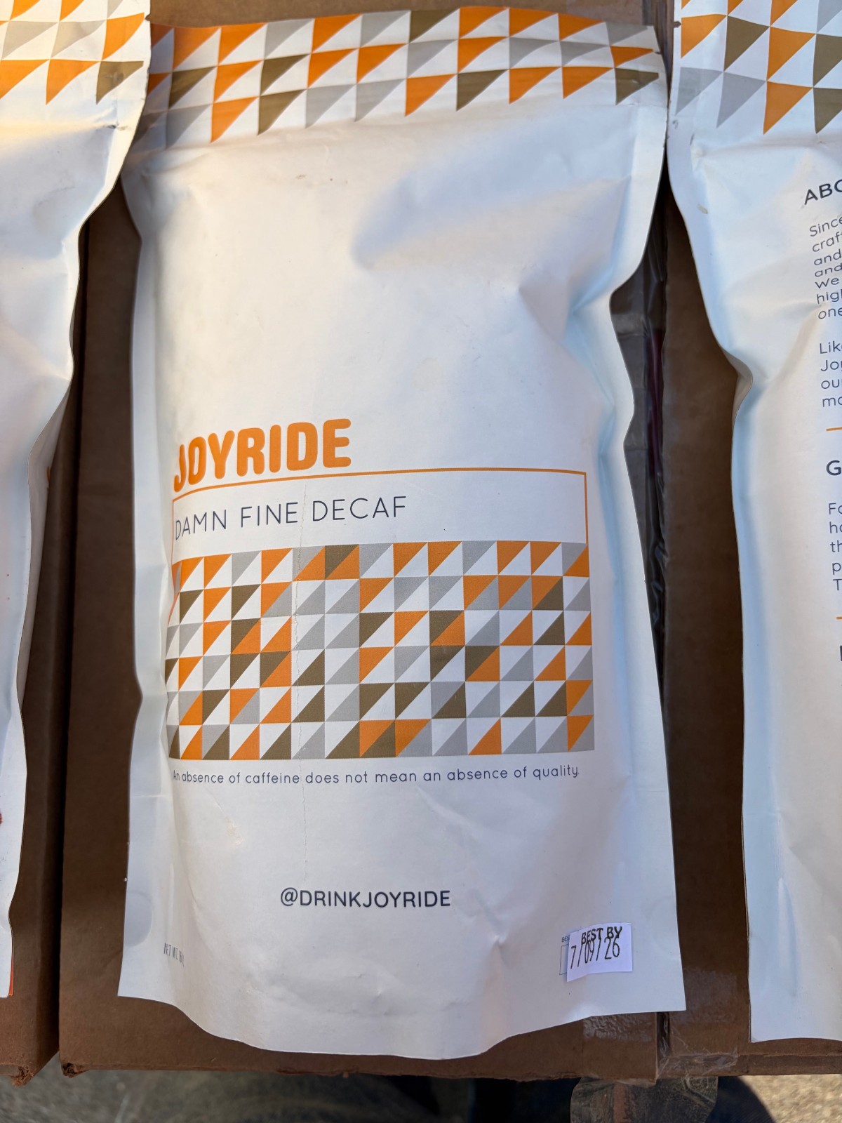 3x 16oz JOYRIDE Joy Ride Damn Fine DECAF Whole Bean Coffee BB 7/9/2026 java gallery